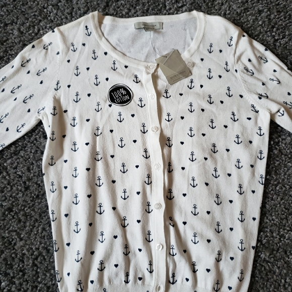 NWT White ATSMOSPHERE Anchor Cardigan - Picture 1 of 3